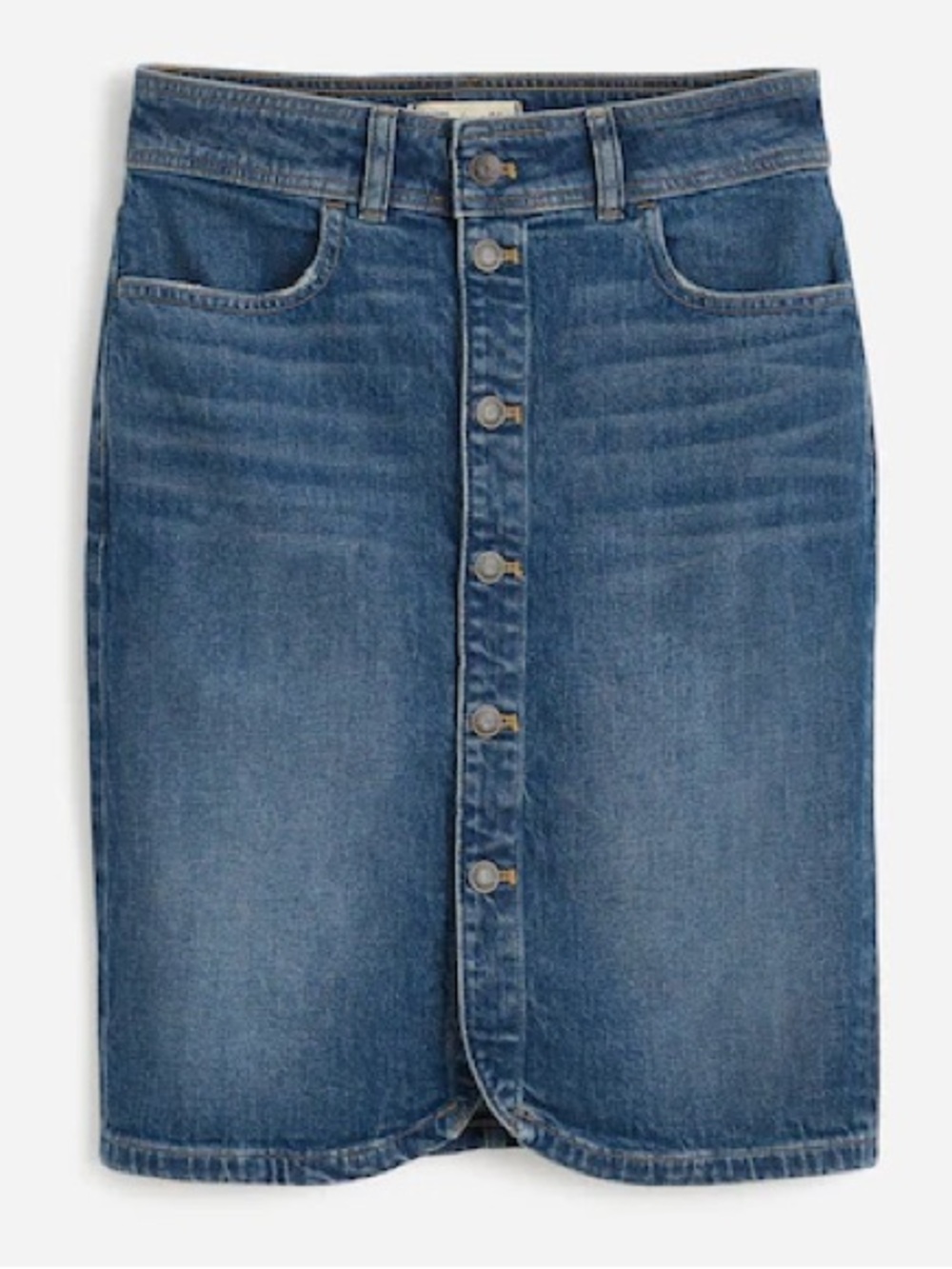 🆕 Madewell Blue Denim Button-Front Pencil Skirt Size 25